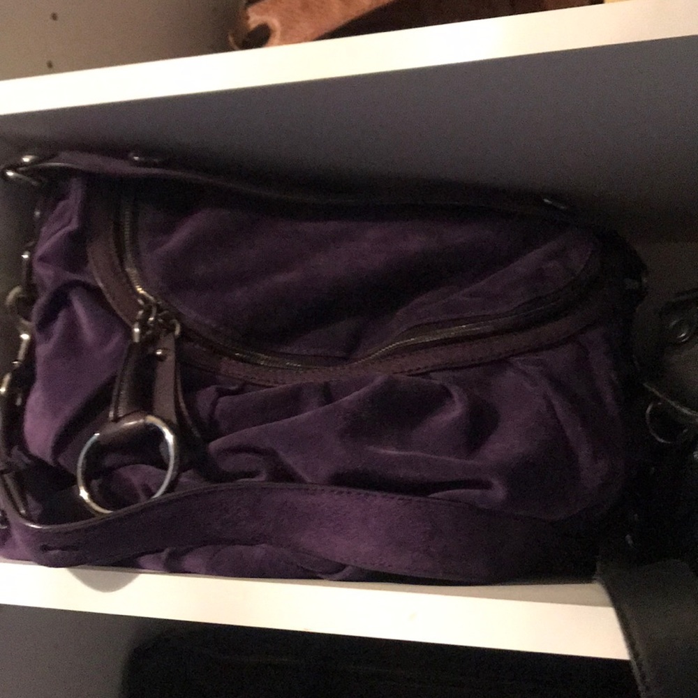 Gucci suede icon bit shoulder 2 way handbag